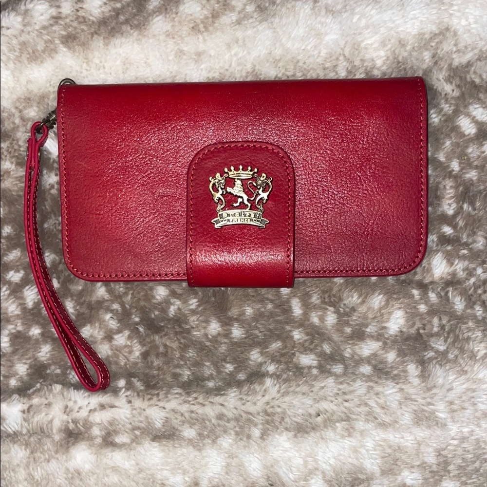 NWOT Red Leather Pratesi Firenze Wristlet Wallet